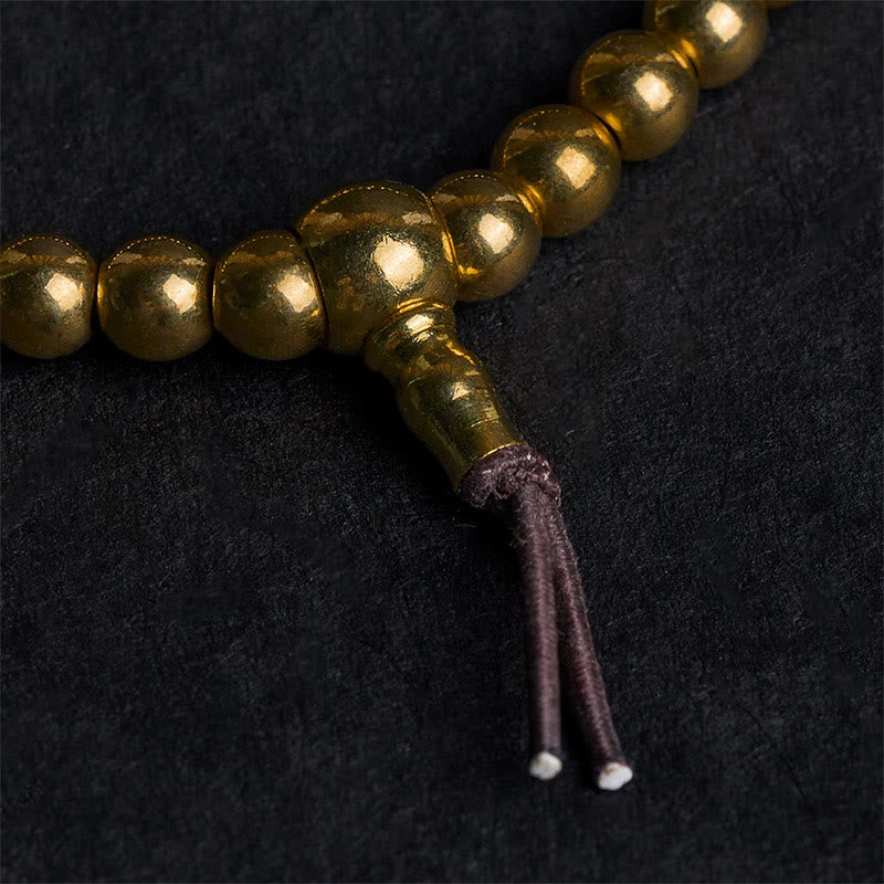 Buddha Stones Tibetan Retro Pure Copper Brass Bead Wealth Bracelet
