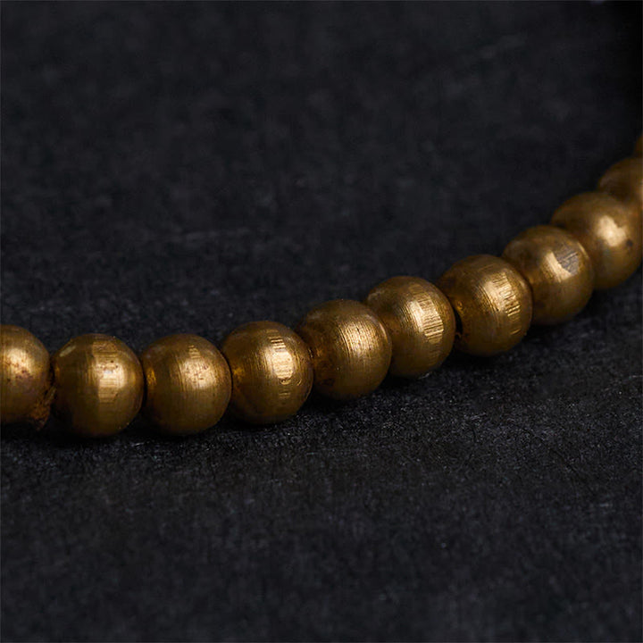 Buddha Stones Plated Copper Brass Gold Sheen Obsidian Protection Wealth Bracelet