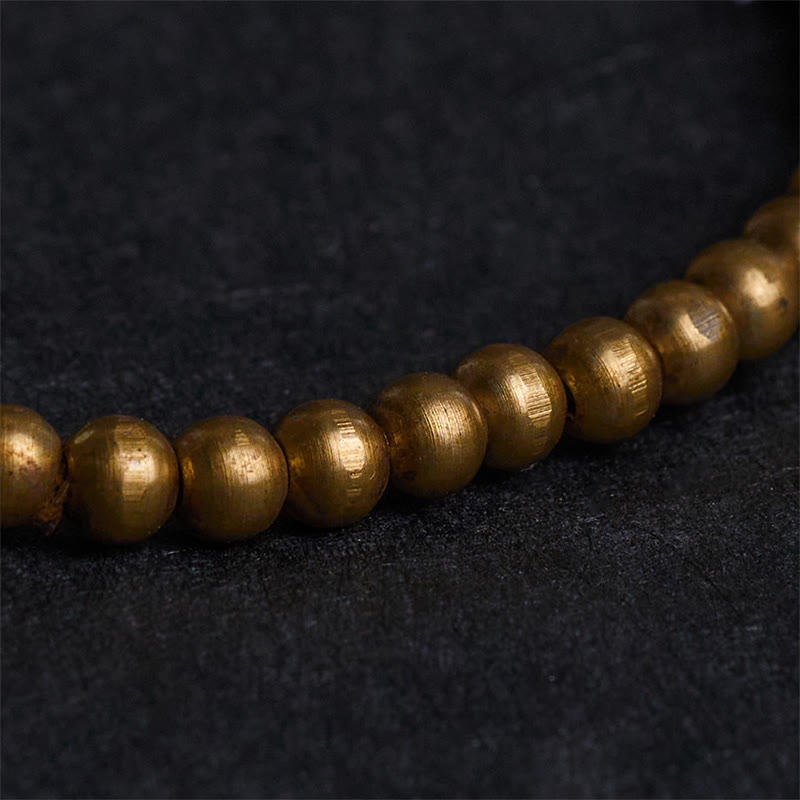 Buddha Stones Plated Copper Brass Gold Sheen Obsidian Protection Wealth Bracelet