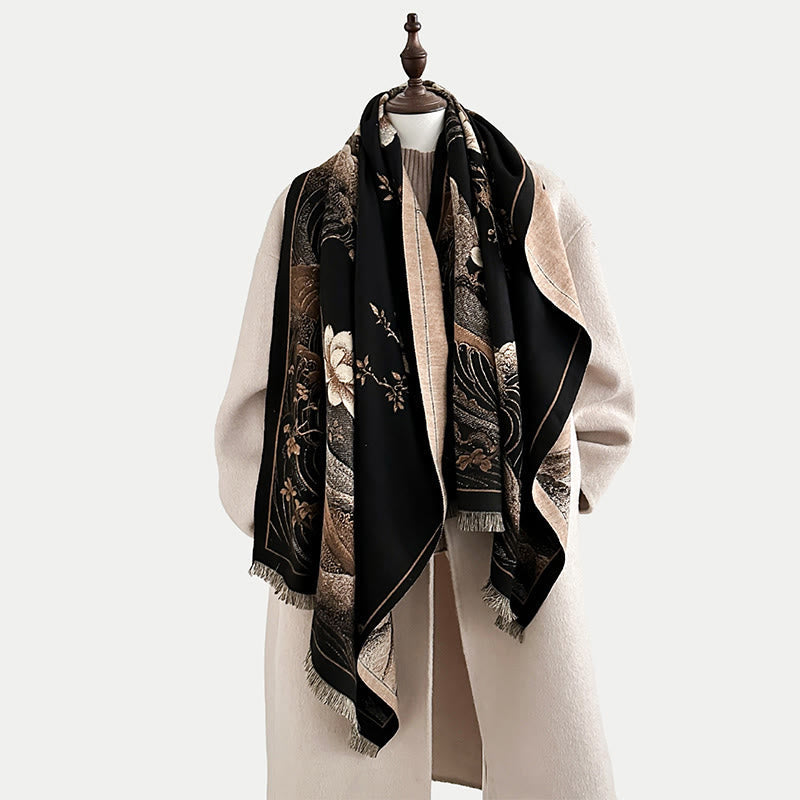 BWOOOH Fall Lotus Flowers Ocean Waves Pattern Soft Scarf 