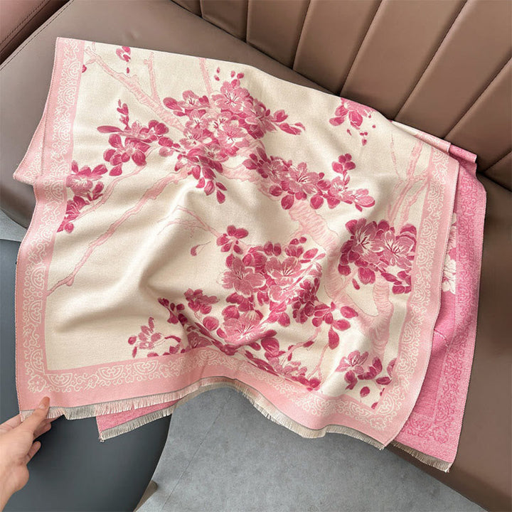 BWOOOH Fall Peach Blossoms Branches Pattern Soft Scarf Sh