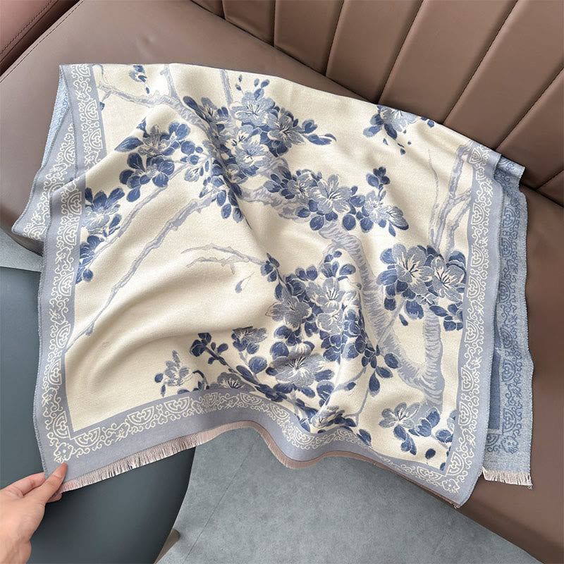 BWOOOH Fall Peach Blossoms Branches Pattern Soft Scarf Sh