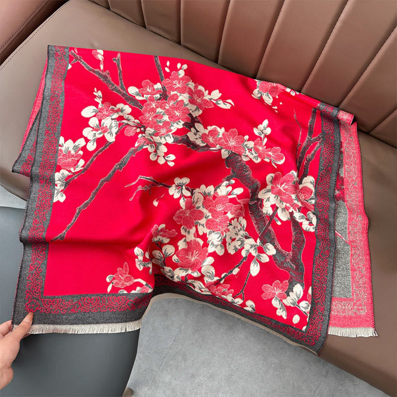 BWOOOH Fall Peach Blossoms Branches Pattern Soft Scarf Sh