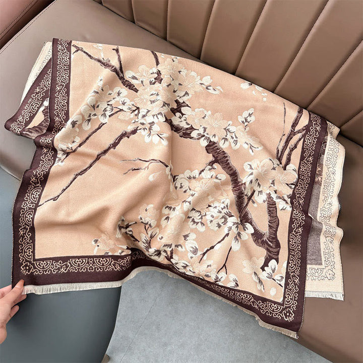 BWOOOH Fall Peach Blossoms Branches Pattern Soft Scarf Sh