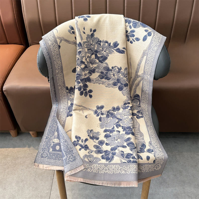 BWOOOH Fall Peach Blossoms Branches Pattern Soft Scarf Sh