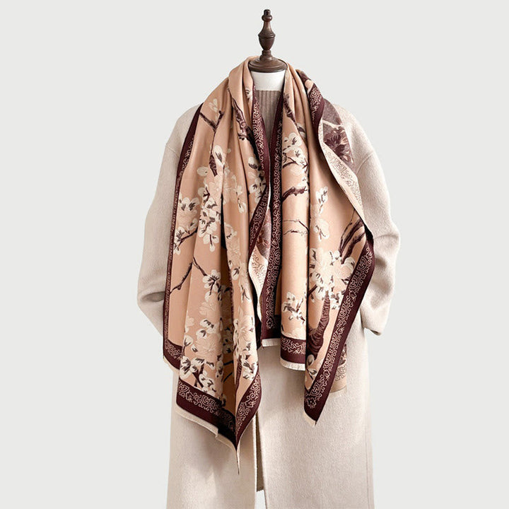 BWOOOH Fall Peach Blossoms Branches Pattern Soft Scarf Sh