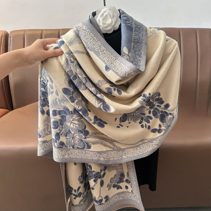 BWOOOH Fall Peach Blossoms Branches Pattern Soft Scarf Sh
