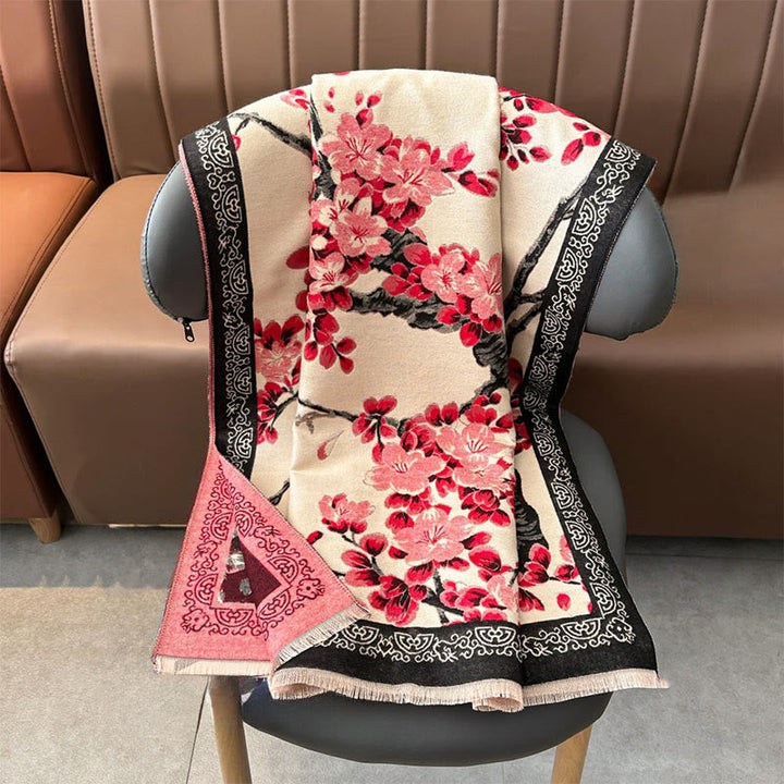 BWOOOH Fall Peach Blossoms Branches Pattern Soft Scarf Sh