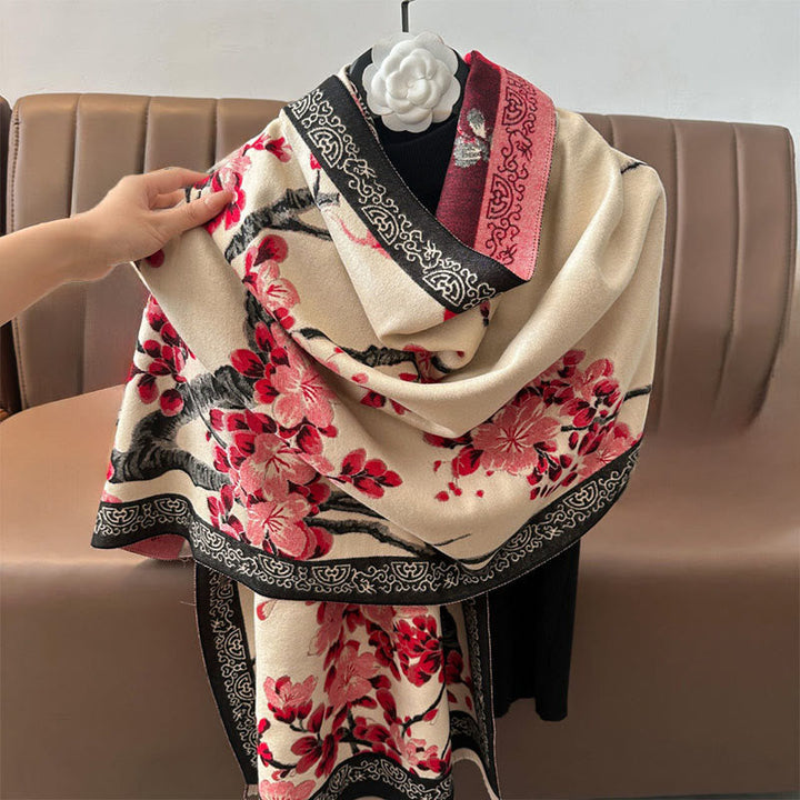 BWOOOH Fall Peach Blossoms Branches Pattern Soft Scarf Sh