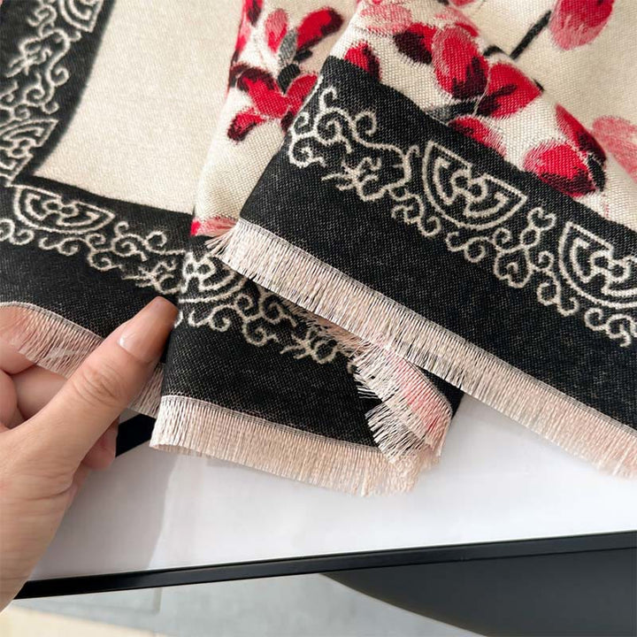 BWOOOH Fall Peach Blossoms Branches Pattern Soft Scarf Sh