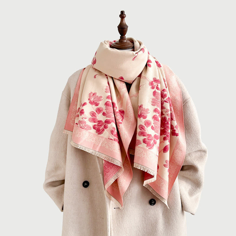 BWOOOH Fall Peach Blossoms Branches Pattern Soft Scarf Sh
