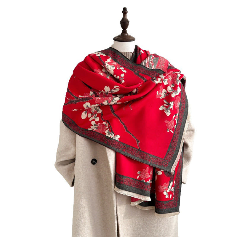 BWOOOH Fall Peach Blossoms Branches Pattern Soft Scarf Sh