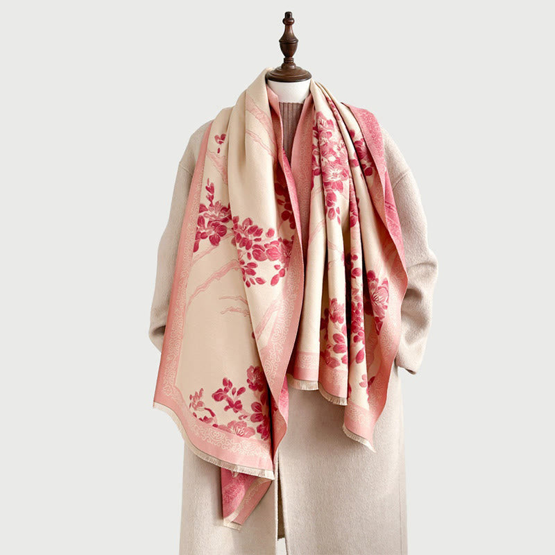 BWOOOH Fall Peach Blossoms Branches Pattern Soft Scarf Sh