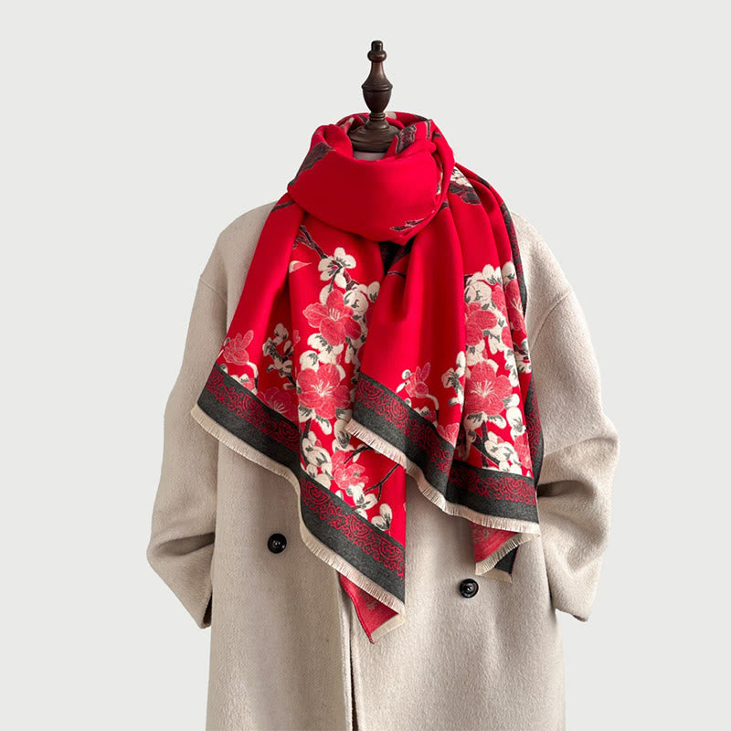 BWOOOH Fall Peach Blossoms Branches Pattern Soft Scarf Sh