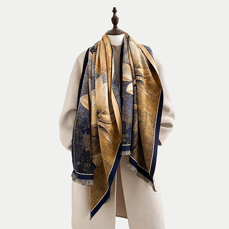 Buddha Stones Winter Magnolia Butterfly Pattern Soft Scarf Shawl