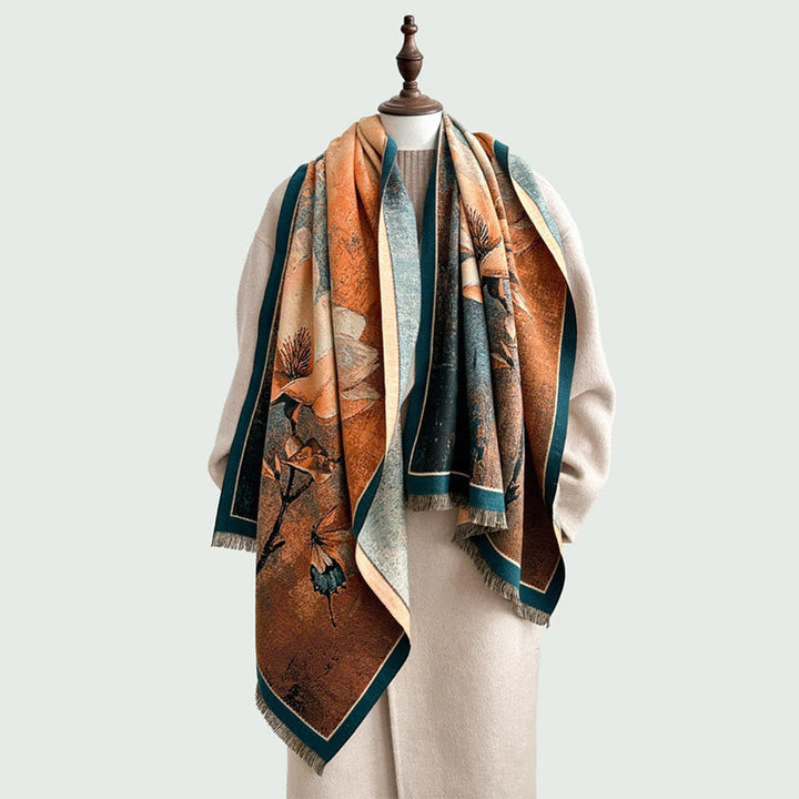 Buddha Stones Winter Magnolia Butterfly Pattern Soft Scarf Shawl