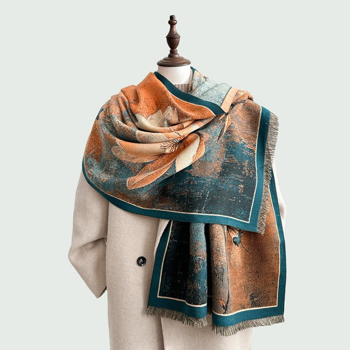 Buddha Stones Winter Magnolia Butterfly Pattern Soft Scarf Shawl