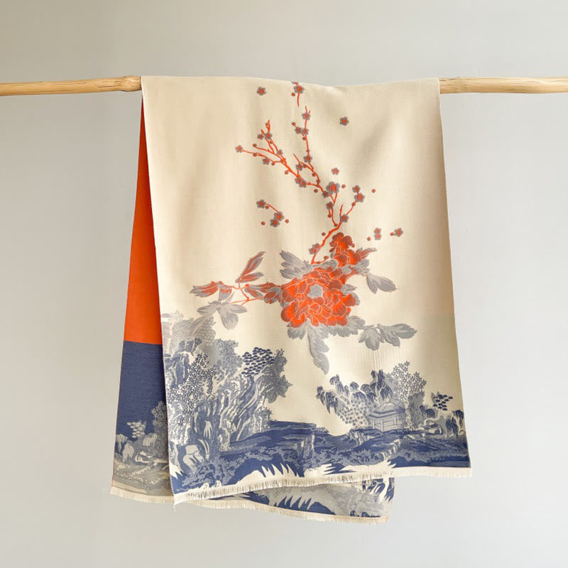 BWOOOH Fall Flowers Trees Pavilion Pattern Cozy Scarf Sha