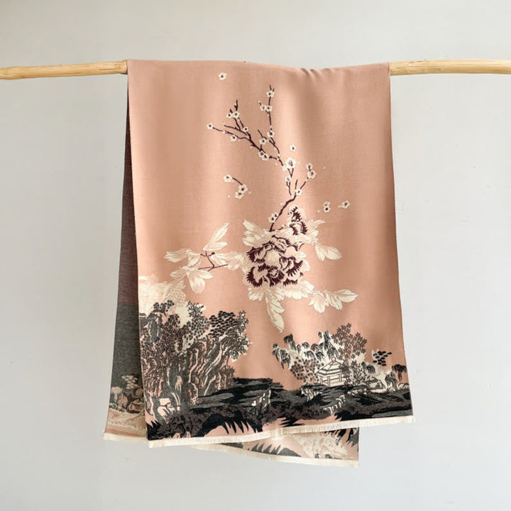 BWOOOH Fall Flowers Trees Pavilion Pattern Cozy Scarf Sha