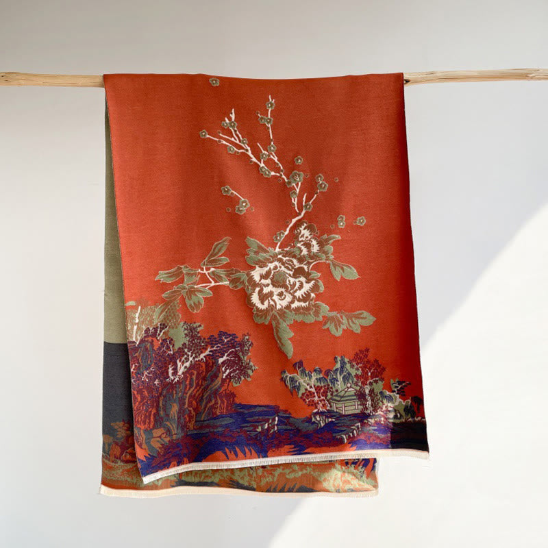 BWOOOH Fall Flowers Trees Pavilion Pattern Cozy Scarf Sha