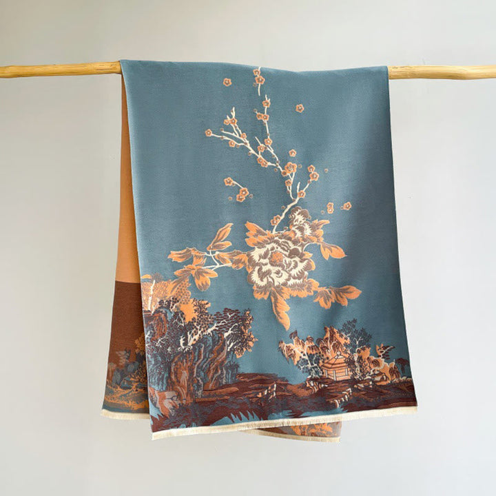 BWOOOH Fall Flowers Trees Pavilion Pattern Cozy Scarf Sha