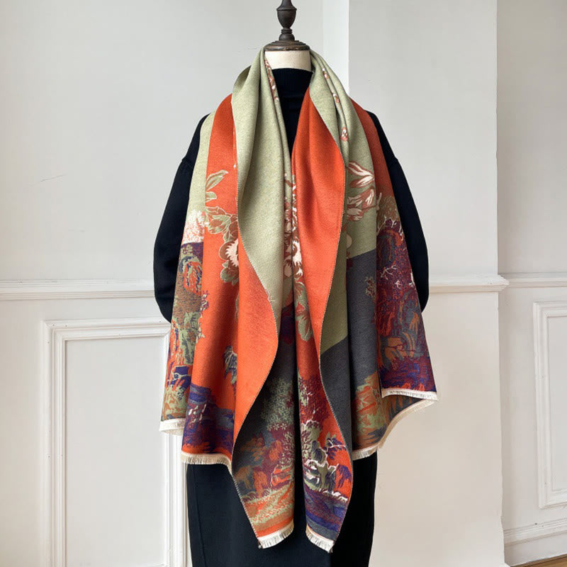 BWOOOH Fall Flowers Trees Pavilion Pattern Cozy Scarf Sha