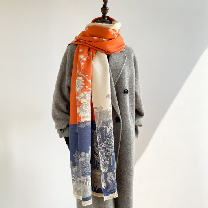 BWOOOH Fall Flowers Trees Pavilion Pattern Cozy Scarf Sha