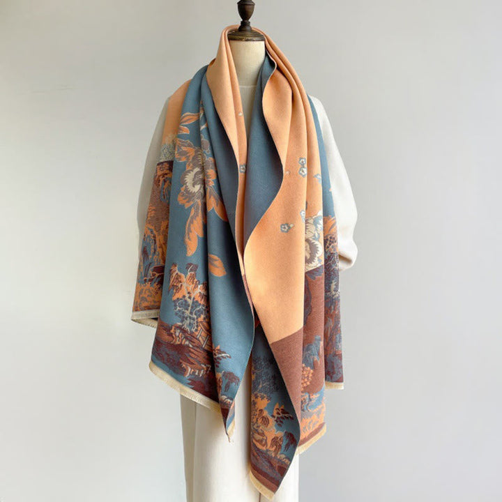 BWOOOH Fall Flowers Trees Pavilion Pattern Cozy Scarf Sha