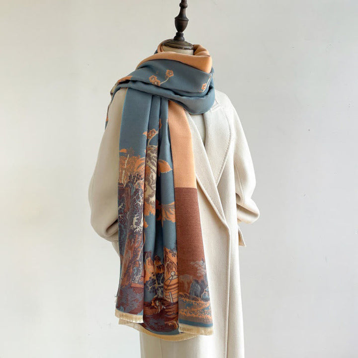 BWOOOH Fall Flowers Trees Pavilion Pattern Cozy Scarf Sha