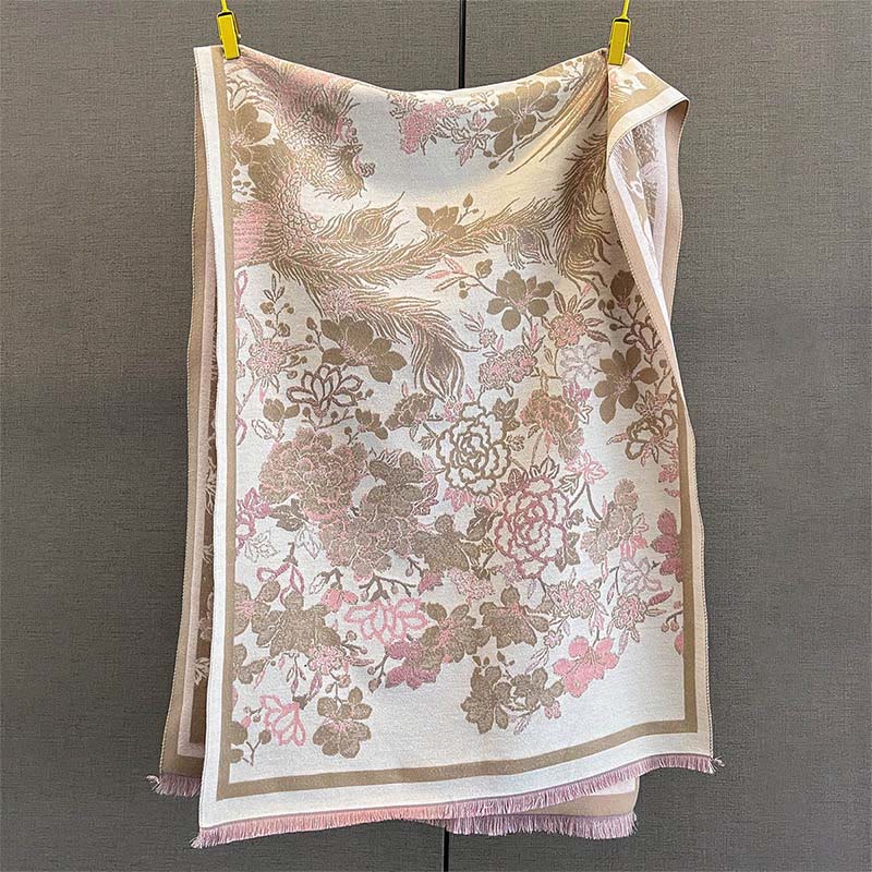 Buddha Stones Fall Phoenix Flowers Pattern Soft Scarf Shawl