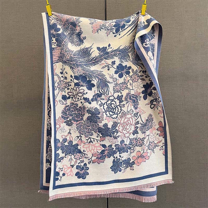 Buddha Stones Fall Phoenix Flowers Pattern Soft Scarf Shawl