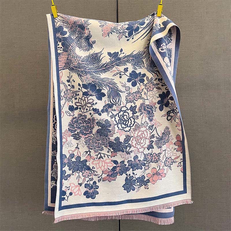 Buddha Stones Fall Phoenix Flowers Pattern Soft Scarf Shawl
