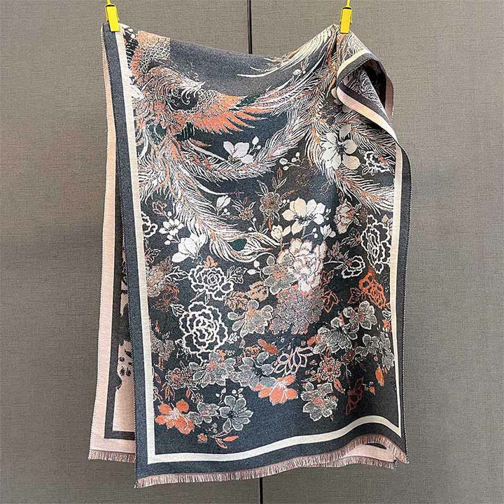Buddha Stones Fall Phoenix Flowers Pattern Soft Scarf Shawl
