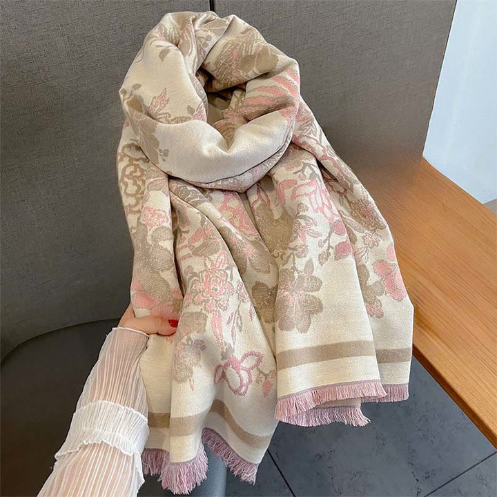 Buddha Stones Fall Phoenix Flowers Pattern Soft Scarf Shawl