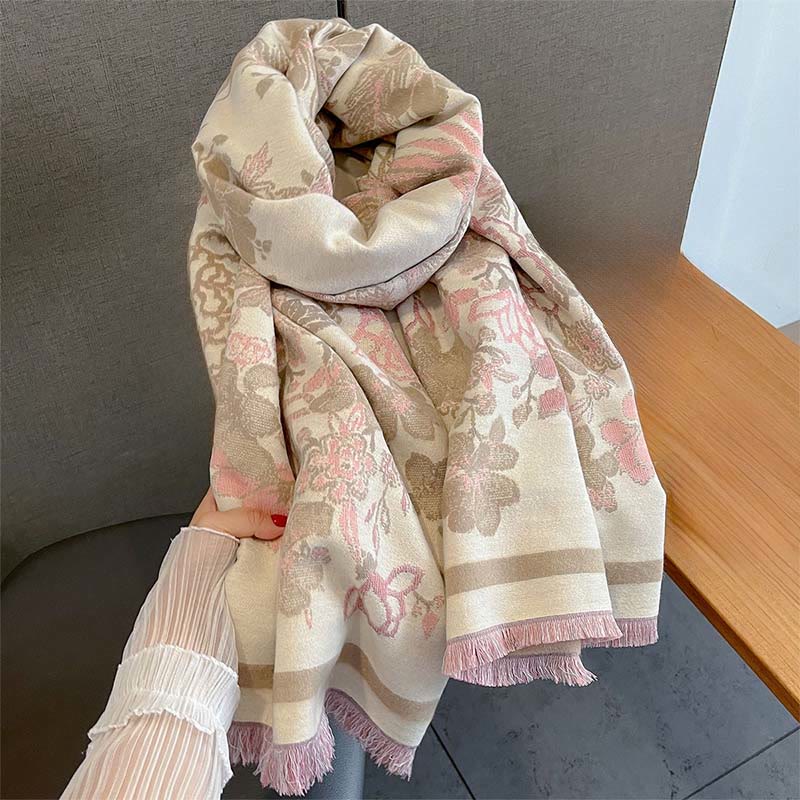 Buddha Stones Fall Phoenix Flowers Pattern Soft Scarf Shawl