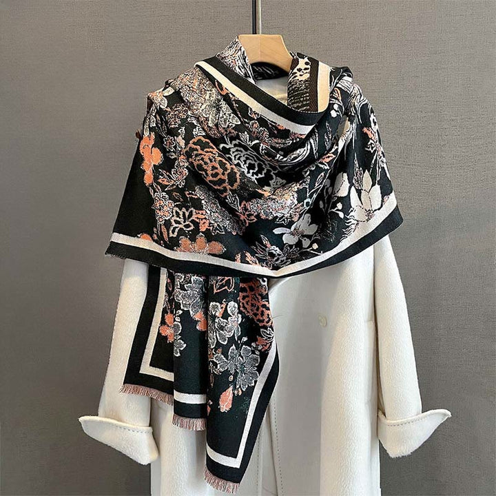 Buddha Stones Fall Phoenix Flowers Pattern Soft Scarf Shawl