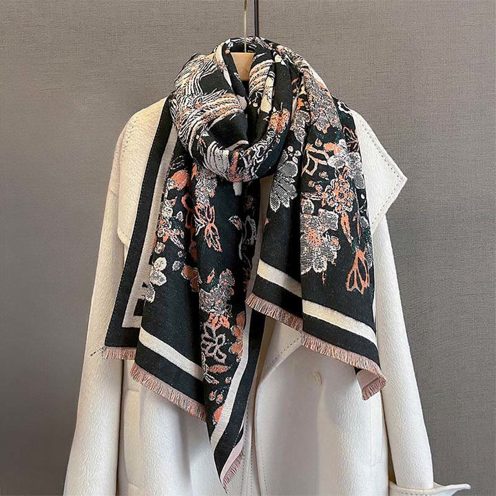 Buddha Stones Fall Phoenix Flowers Pattern Soft Scarf Shawl