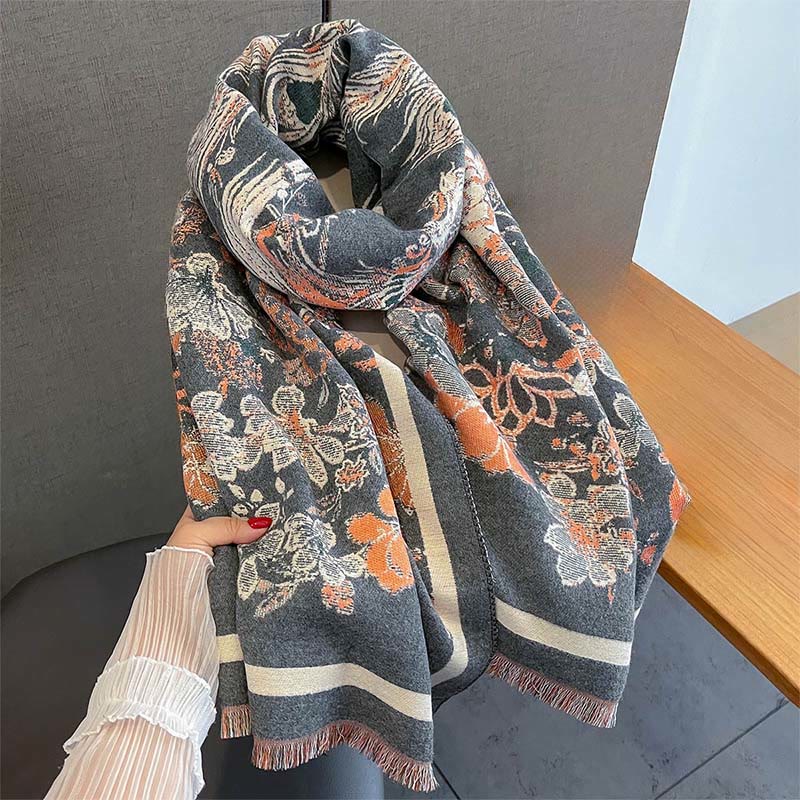 Buddha Stones Fall Phoenix Flowers Pattern Soft Scarf Shawl