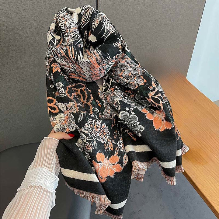 Buddha Stones Fall Phoenix Flowers Pattern Soft Scarf Shawl
