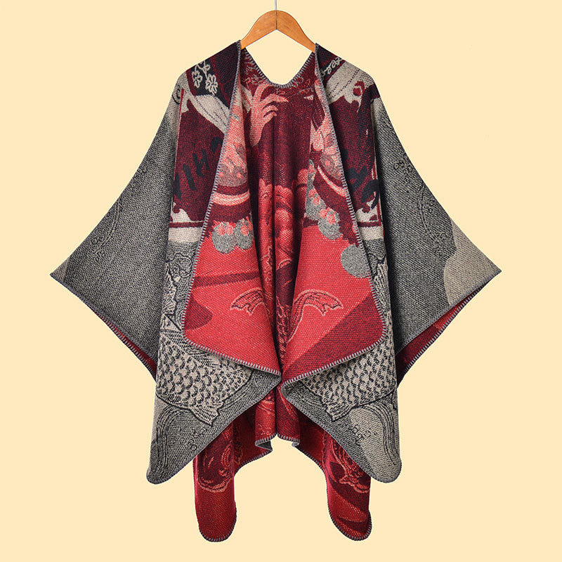 BWOOOH Winter Koi Fish Waves Pattern Warm Cozy Scarf Shaw