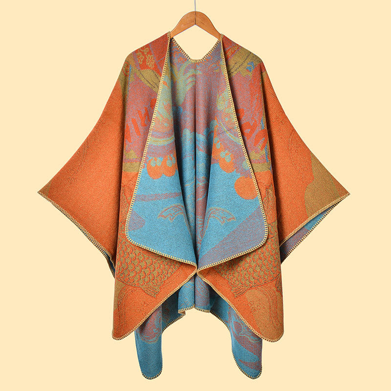BWOOOH Winter Koi Fish Waves Pattern Warm Cozy Scarf Shaw