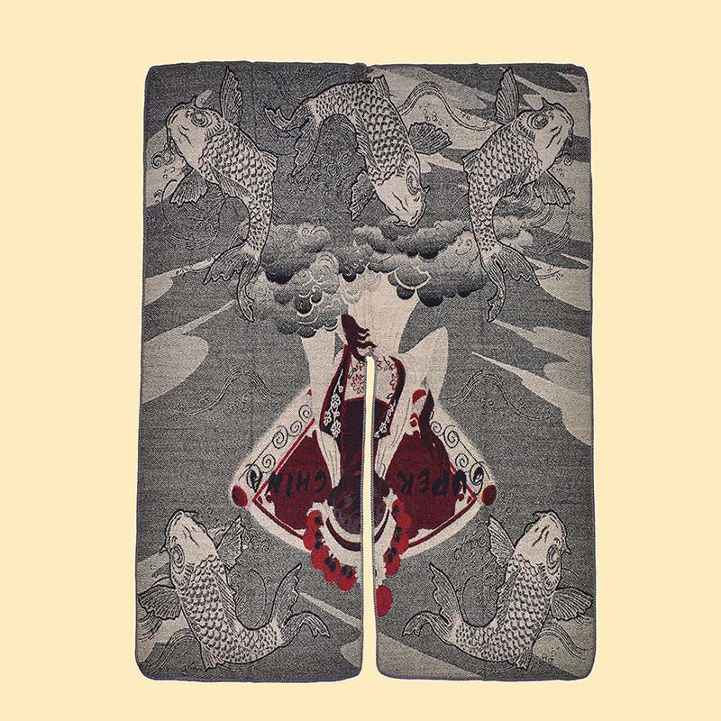 BWOOOH Winter Koi Fish Waves Pattern Warm Cozy Scarf Shaw