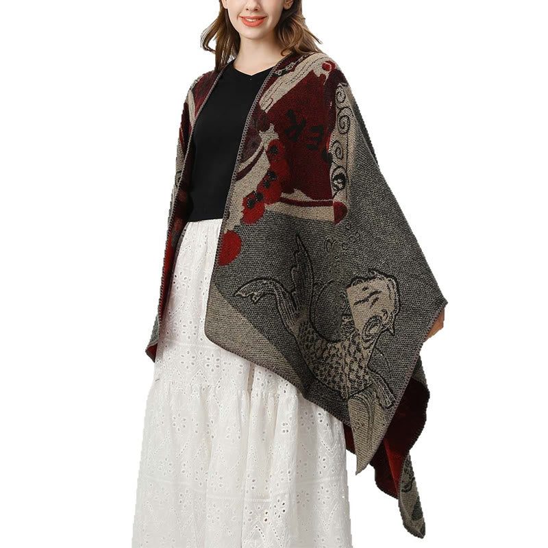 BWOOOH Winter Koi Fish Waves Pattern Warm Cozy Scarf Shaw