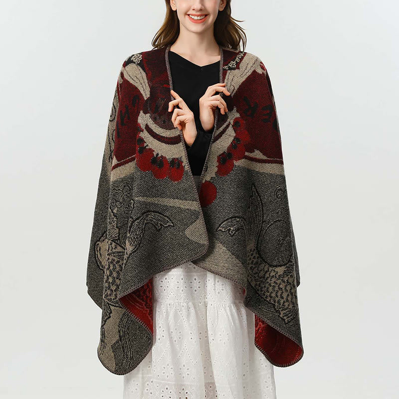 BWOOOH Winter Koi Fish Waves Pattern Warm Cozy Scarf Shaw