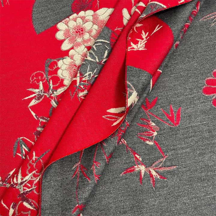 Buddha Stones Winter Fan Bamboo Peony Flowers Pattern Cozy Scarf Shawl