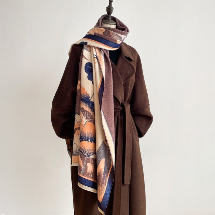 Buddha Stones Winter Mountain Lotus Flowers Leaves Pattern Soft Scarf Shawl
