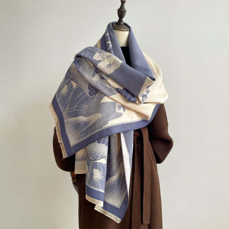 Buddha Stones Winter Mountain Lotus Flowers Leaves Pattern Soft Scarf Shawl