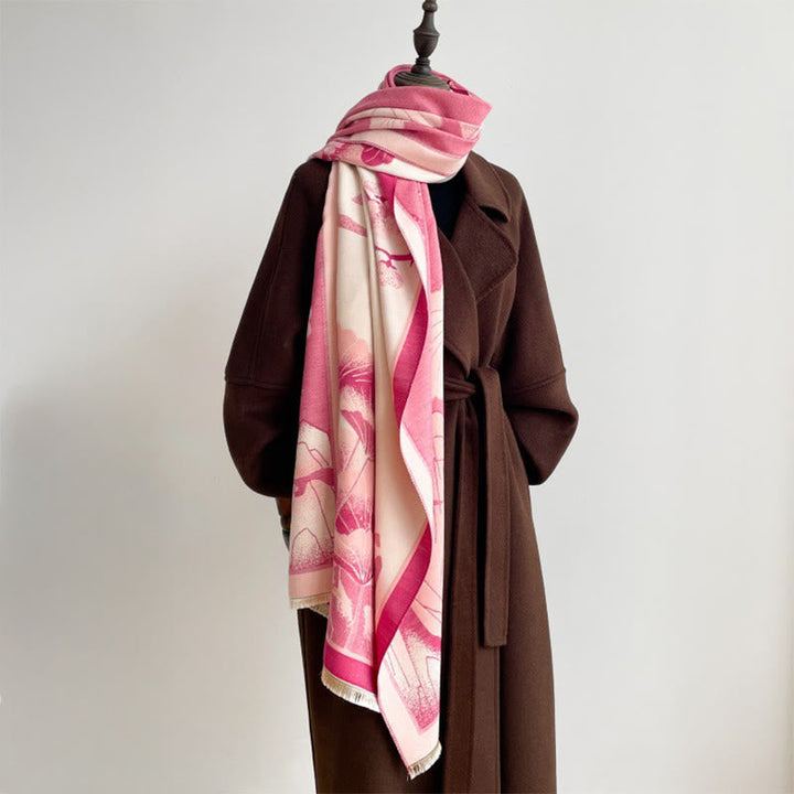 Buddha Stones Winter Mountain Lotus Flowers Leaves Pattern Soft Scarf Shawl