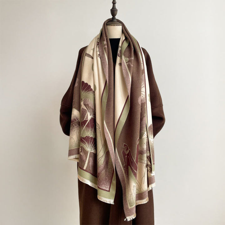 Buddha Stones Winter Mountain Lotus Flowers Leaves Pattern Soft Scarf Shawl