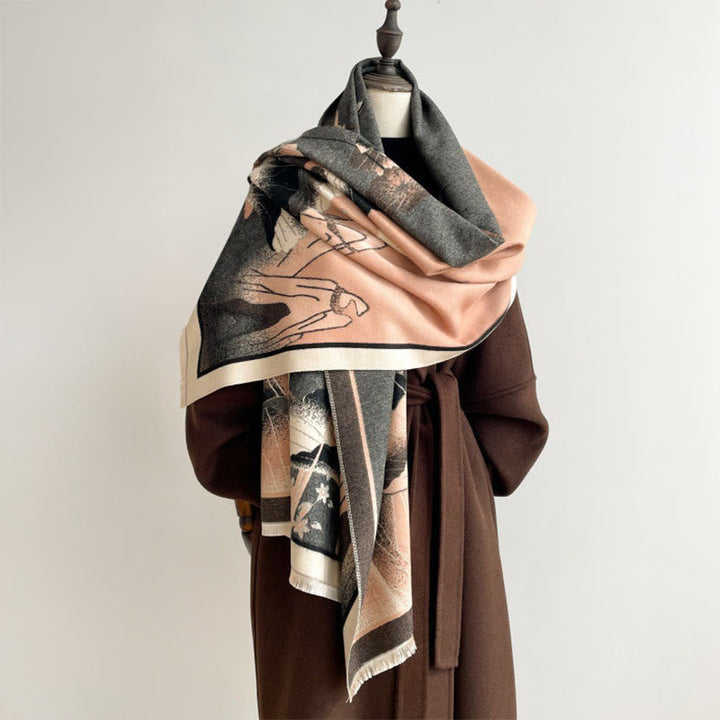 Buddha Stones Winter Mountain Lotus Flowers Leaves Pattern Soft Scarf Shawl
